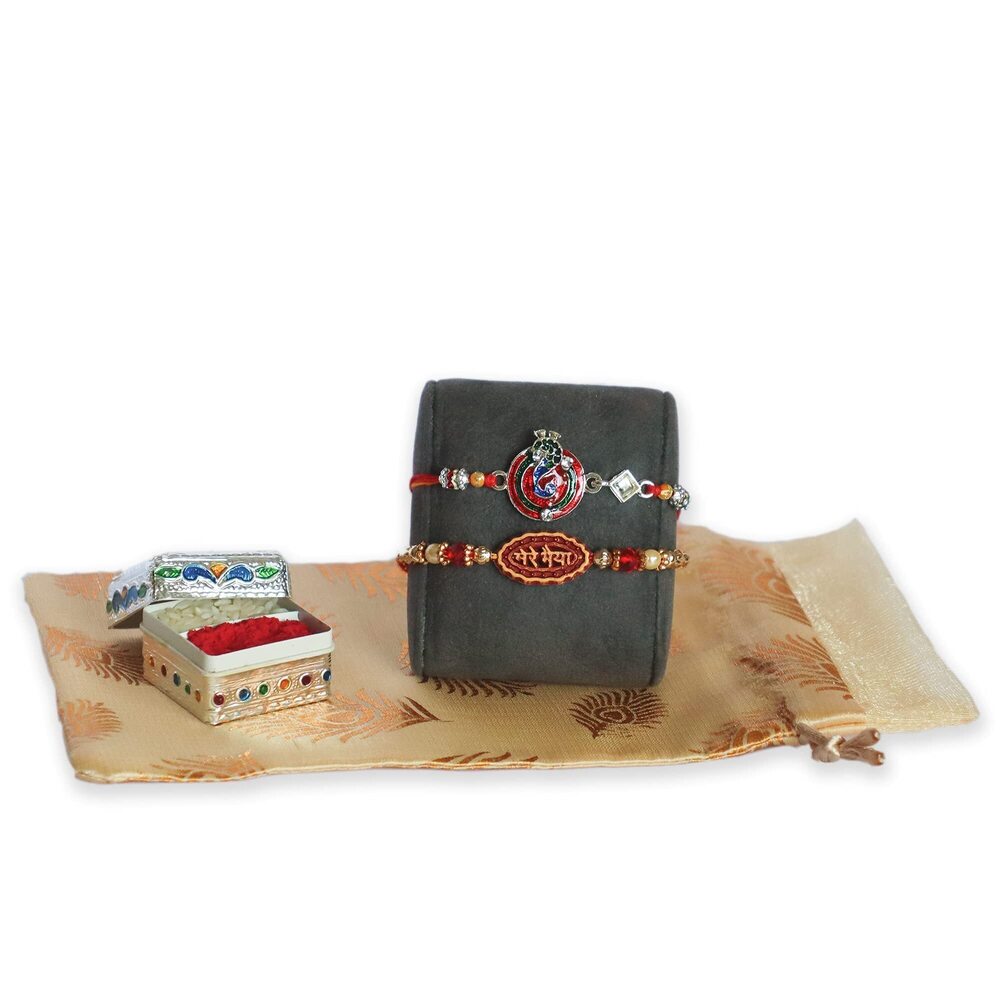 7147 Ganesha Rakhis on Rakhshabandhan for Dearest Brother with kumkum haldi